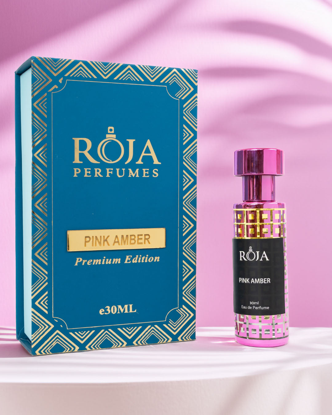 Roja Fume Pink Amber Premium Edition bottle with its gift box