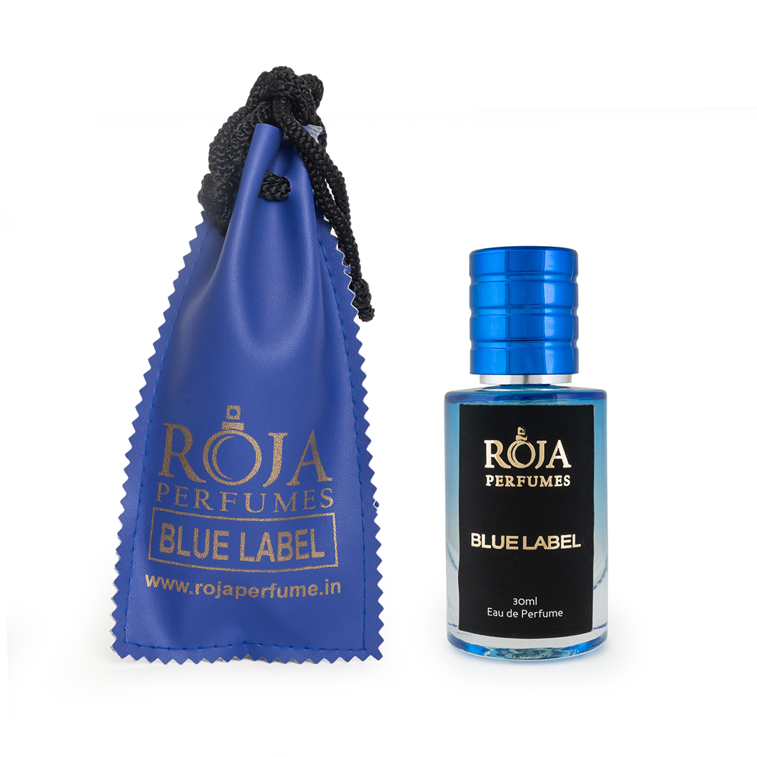 Roja Fume Blue Label unisex perfume, 30ml bottle with blue velvet pouch